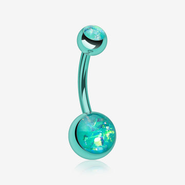 Colorline Opal Sparkle Shower Belly Button Ring-Teal